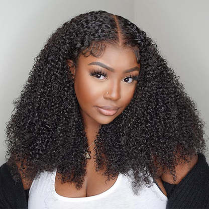 24h Shipping | Kinky Curly Wear Go Wigs 6x4 HD Lace Pre Cut Lace Closure Glueless Wigs With Bleached Knots