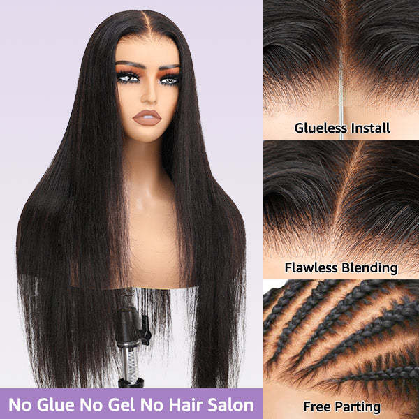  Silky Straight Easy Wear Go Glueless Wigs Pre Cut 7x5 HD Lace Closure Wigs Beginner Friendly