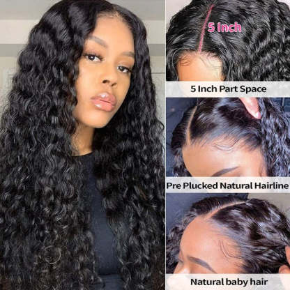 5x5 HD Lace Wigs Deep Wave 100% Human Hair Preplucked Lace Closure Wigs