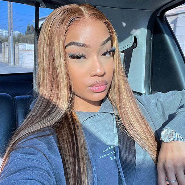 M-cap Straight Hair 4/27 Highlight Color Wear Go Glueless Wigs Invisible Knots Pre Cut 9x6 Lace Wigs