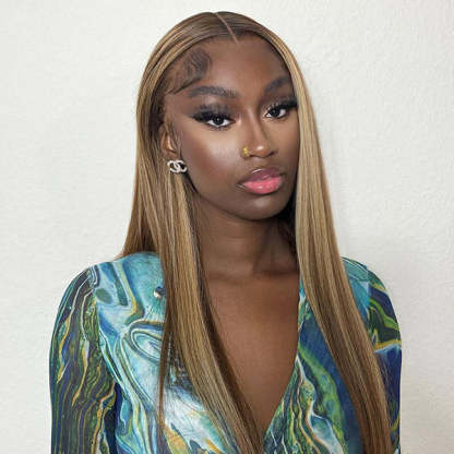  M-cap Straight Hair 4/27 Highlight Color Wear Go Glueless Wigs Invisible Knots Pre Cut 9x6 Lace Wigs