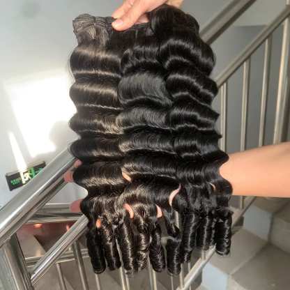  Burmese Curly Funmi Loose Deep 3 Bundles for Women Natural Black Human Hair