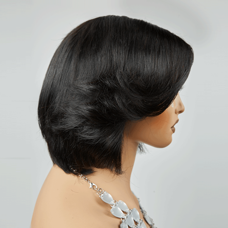 Pre-plucked 13x4 Glueless Layered Cut Natural Color Bob Wig Glueless Wavy