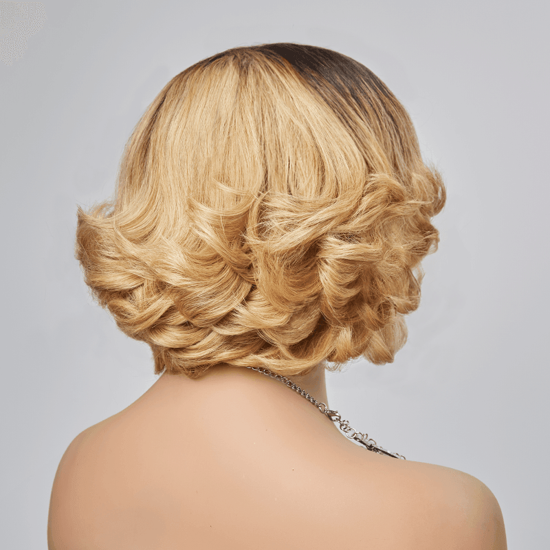 13x4 Glueless Layered Chocolate Brown Color Bob Wig Glueless Wavy