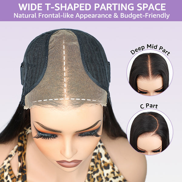  Loose Wave Glueless Pre-Cut 9x6 T Part Lace Wig Realistic Look Wear Go Wig With Bleached Knots