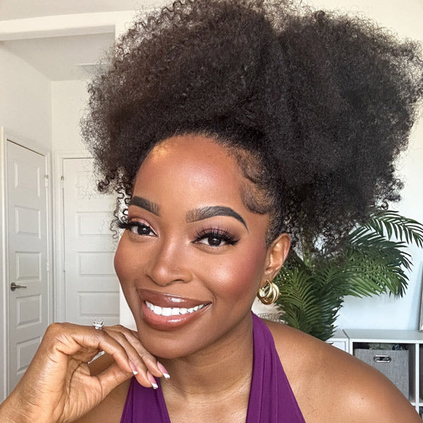 3 In 1 Half Wig | Afro Curly Flexible Fit Half Wig With Drawstring Natural Hairline Beginner Friendly