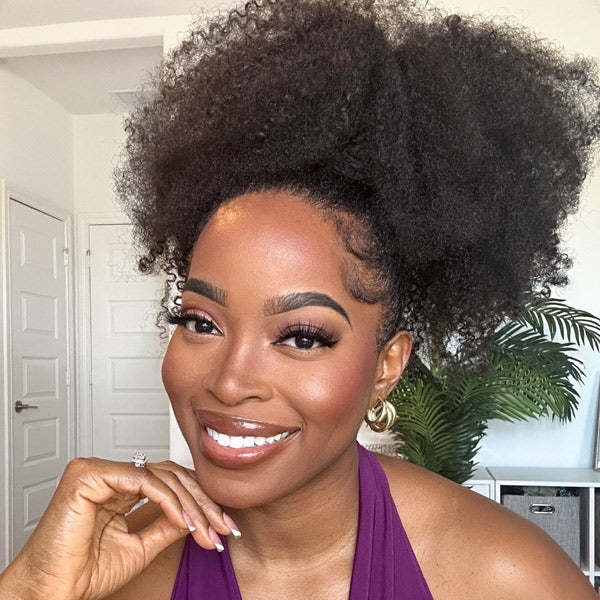 3 In 1 Half Wig | Afro Curly Flexible Fit Half Wig With Drawstring Natural Hairline Beginner Friendly