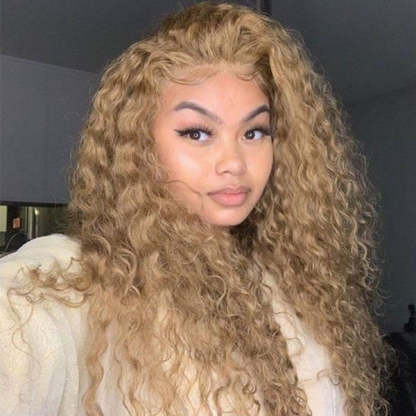 Honey Blonde #27 Color Preplucked 13x4 4x4 Lace Front Wigs Straight Wavy Curly Hair Texture