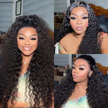  Water Wave Invisi-Drawstring Flexible Fit 360 Lace Frontal Glueless Wig With Bleached Knots