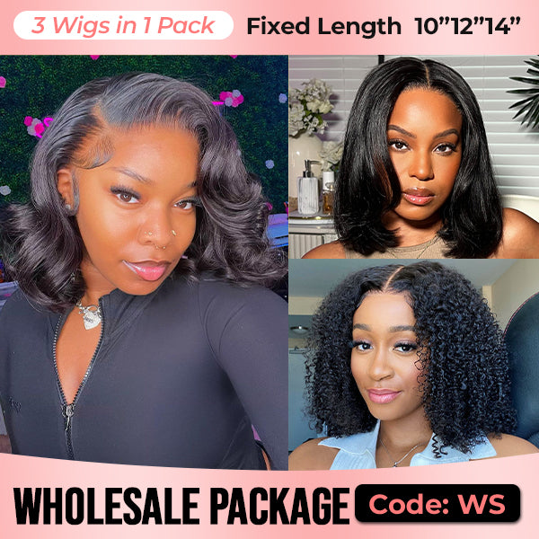Wholesale Package | Pre Cut 7x5 HD Lace Wear Go Glueless Wigs Pre-Bleached Short Bob Wigs