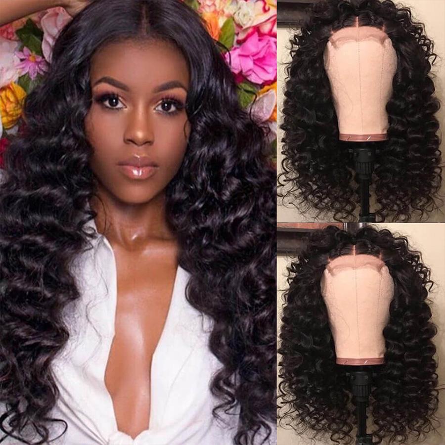 Thick Loose Deep Wave 4x4 Lace Closure Wigs Preplucked Human Hair Skin Melt Lace Wigs with Baby Hair for Women