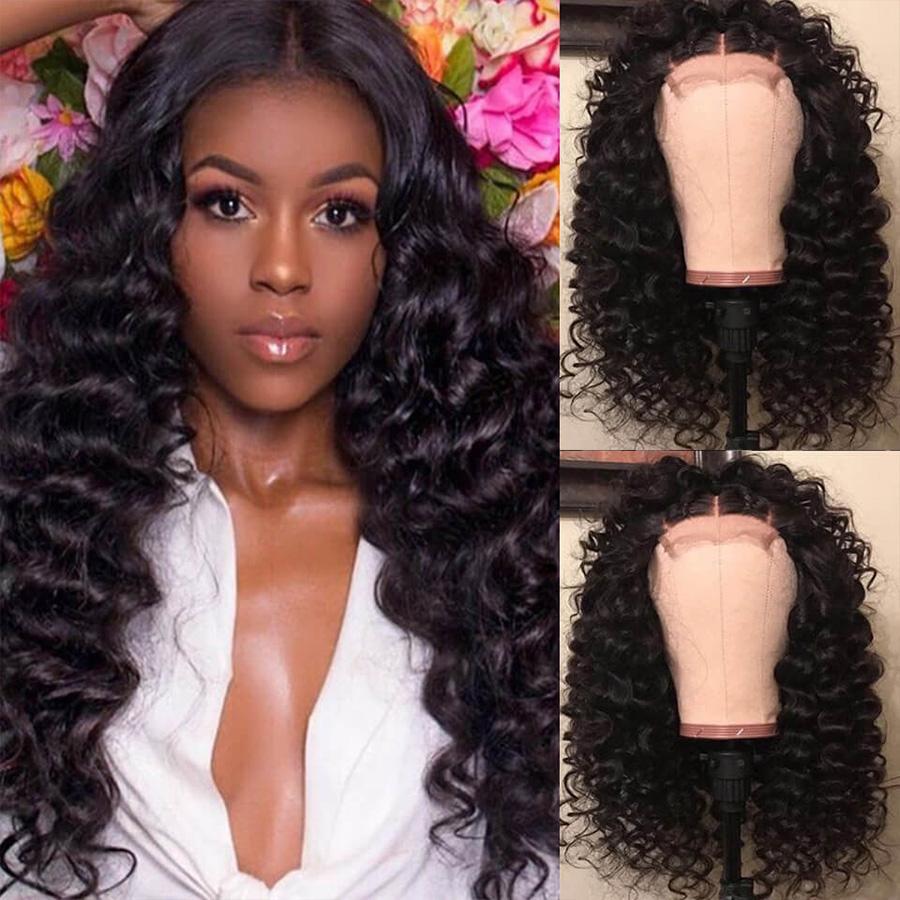 Thick Loose Deep Wave 4x4 Lace Closure Wigs Preplucked Human Hair Skin Melt Lace Wigs with Baby Hair for Women