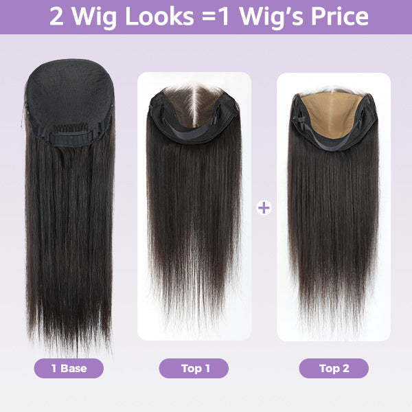 24h Shipping | Wigari Block Wig Straight Hair Bleached Knots Wig With Optional Replaceable Zip Lace Tops