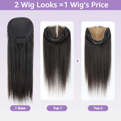 24h Shipping | Wigari Block Wig Straight Hair Bleached Knots Wig With Optional Replaceable Zip Lace Tops
