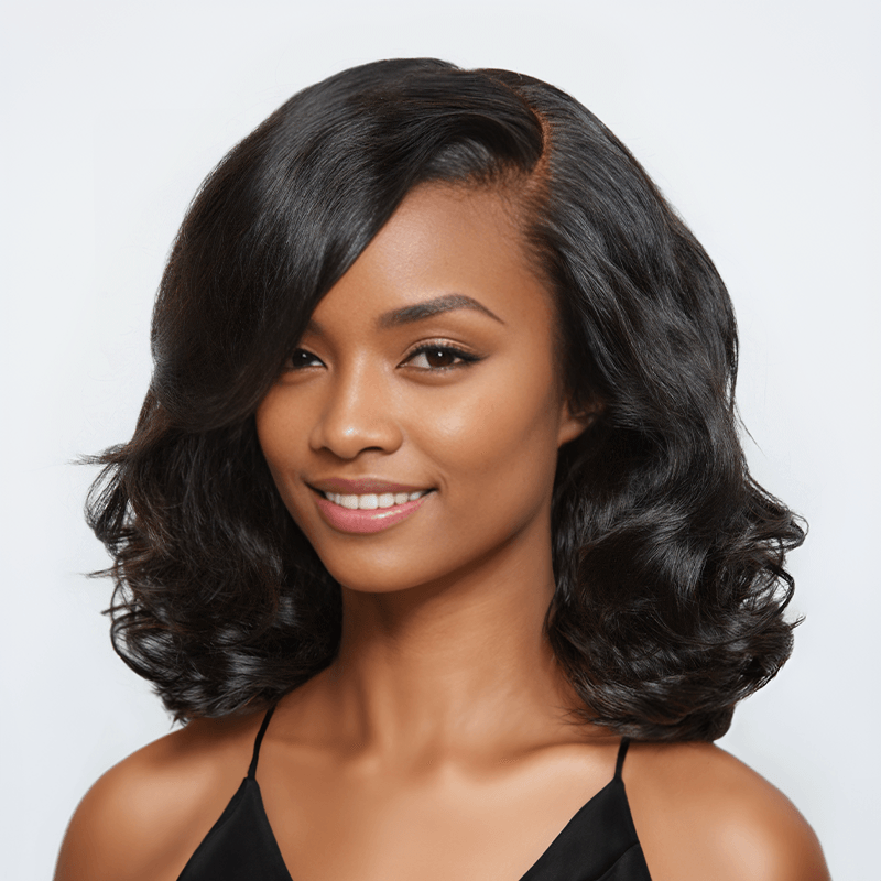 9x6 Glueless Layered Retro Style Bob Wig Glueless Natural Wave