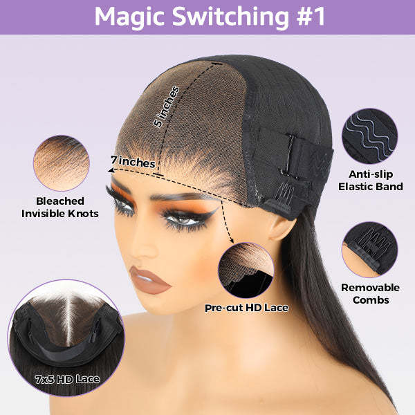 WIGARI Block Wig Kinky Curly Bleached Knots Wig With Optional Replaceable Zip Lace Tops