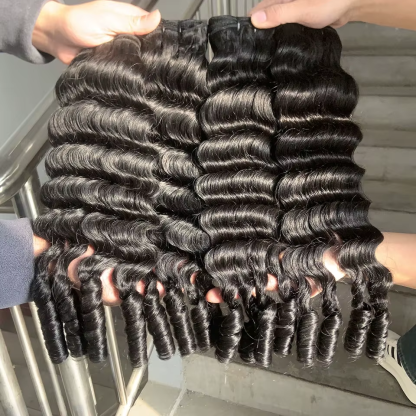  15A Burmese Curly Funmi Loose Deep 4 Bundles Human Hair Extensions Burmese Pixie Curls Raw Hair 100% Human Hair