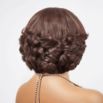 13x4 Glueless Wear Go Layer Chocolate Brown Color Bob Wig Glueless Wavy