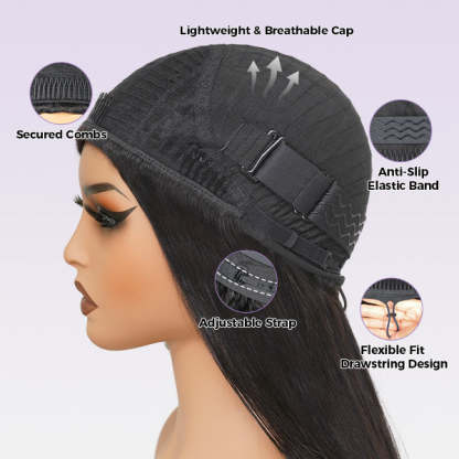 3 In 1 Half Wig | Natural Look Invisible Straight Half Wig For Versatile Styling