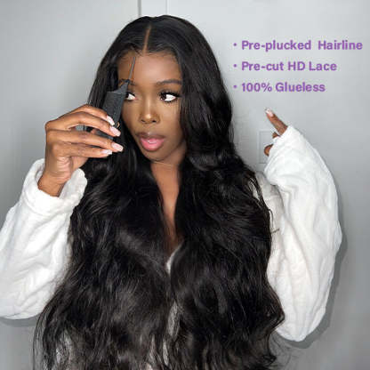  100% Glueless Wear Go Wig Pre-cut Lace Undetectable 7x5 HD Lace Wigs Preplucked with Natural Hairline Bleached Knots Human Hair Wigs