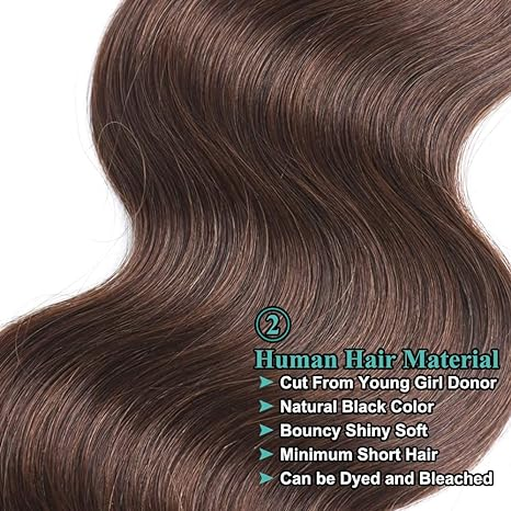  #4 Brown Color Body Wave 3 Bundles Human Hair Remy Brazilian Human Hair Extensions