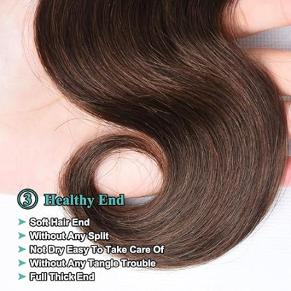  #4 Brown Color Body Wave 3 Bundles Human Hair Remy Brazilian Human Hair Extensions