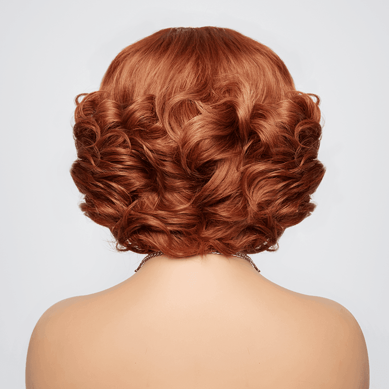 13x4 Glueless Layered Chocolate Brown Color Bob Wig Glueless Wavy