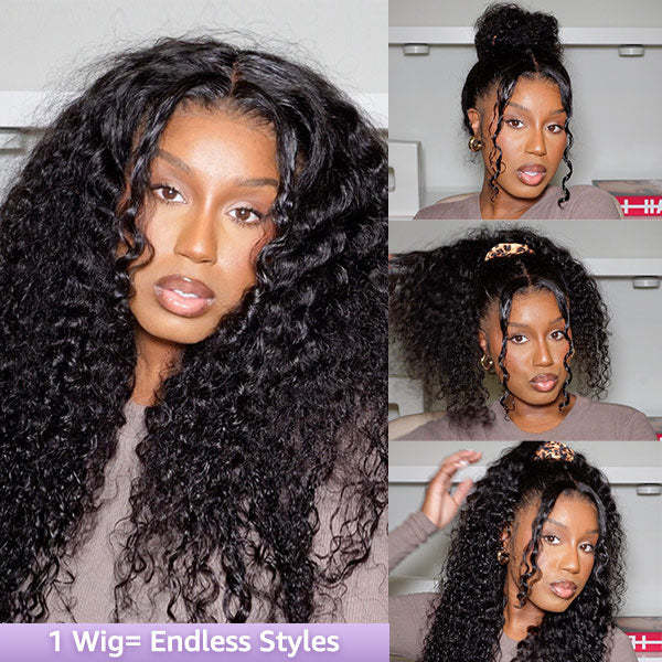  Water Wave Invisi-Drawstring Flexible Fit 360 Lace Frontal Glueless Wig With Bleached Knots