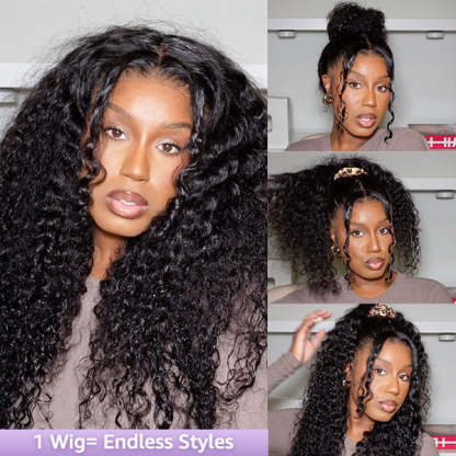  Water Wave Invisi-Drawstring Flexible Fit 360 Lace Frontal Glueless Wig With Bleached Knots