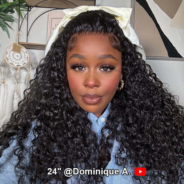  Water Wave Invisi-Drawstring Flexible Fit 360 Lace Frontal Glueless Wig With Bleached Knots