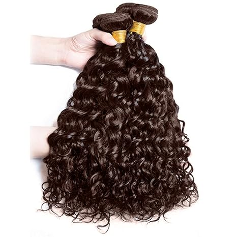  #4 Brown Water Wave 3 Bundles Extensions 100% Human Hair(No Code Need)