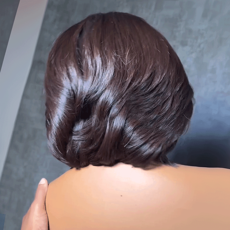 9x6 Glueless Layered Thick Black Chocolate Color Wavy Glueless Wig