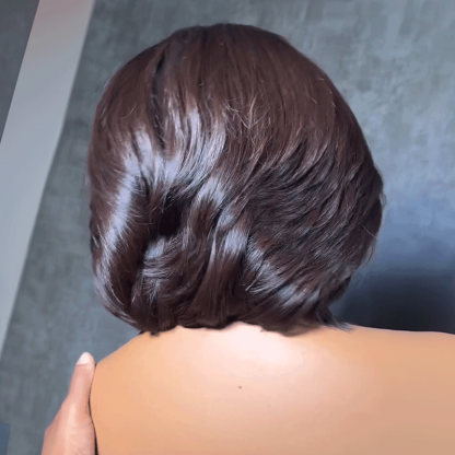 9x6 Glueless Layered Thick Black Chocolate Color Wavy Glueless Wig