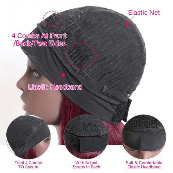  99J Curly Headband Wig Human Hair No Gel No Glue Water Wave Wig with Free Headband 180% Density