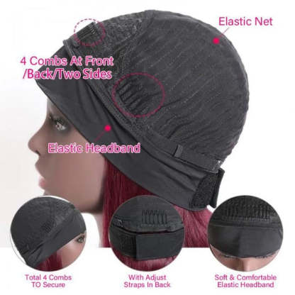  99J Curly Headband Wig Human Hair No Gel No Glue Water Wave Wig with Free Headband 180% Density