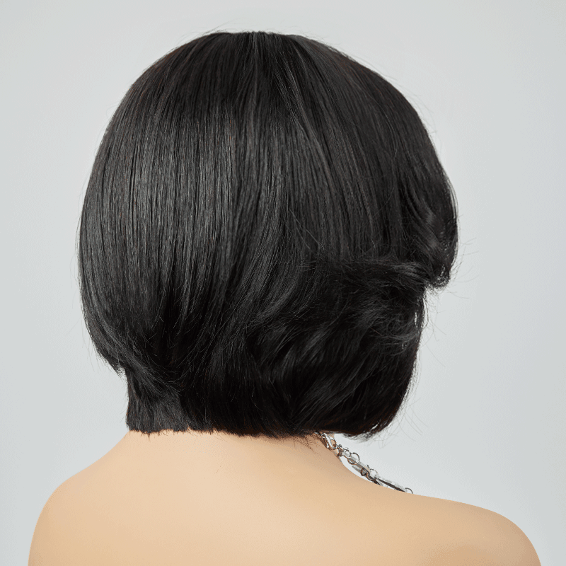 Pre-plucked 13x4 Glueless Layered Cut Natural Color Bob Wig Glueless Wavy