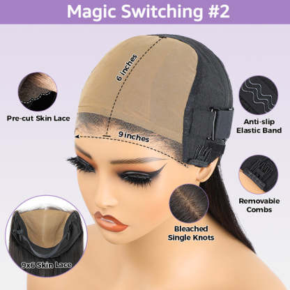 WIGARI Block Wig Kinky Curly Bleached Knots Wig With Optional Replaceable Zip Lace Tops