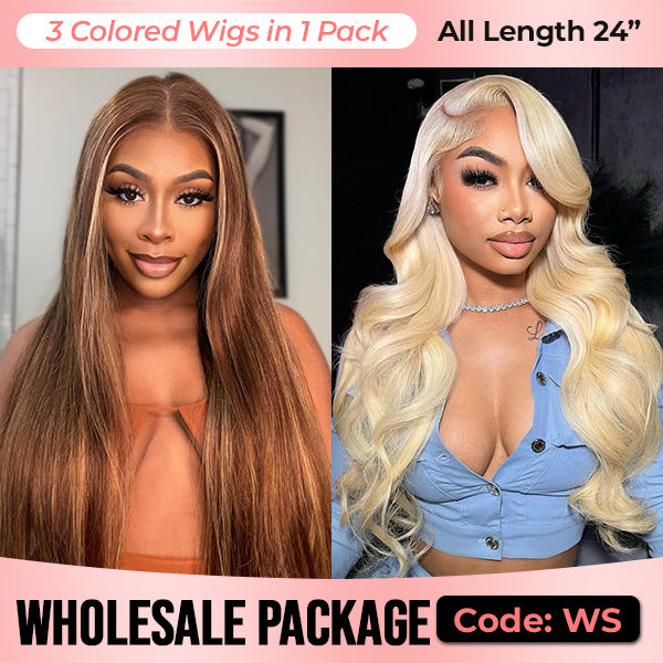 Wholesale Package | 6x4 Pre Cut Lace Wear Go Glueless Wigs Colored Wigs Human Hair
