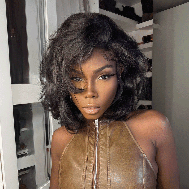 C Part Glueless Layer 7x4 Caramel Brown Mixed Blonde/Natural Bob Perr