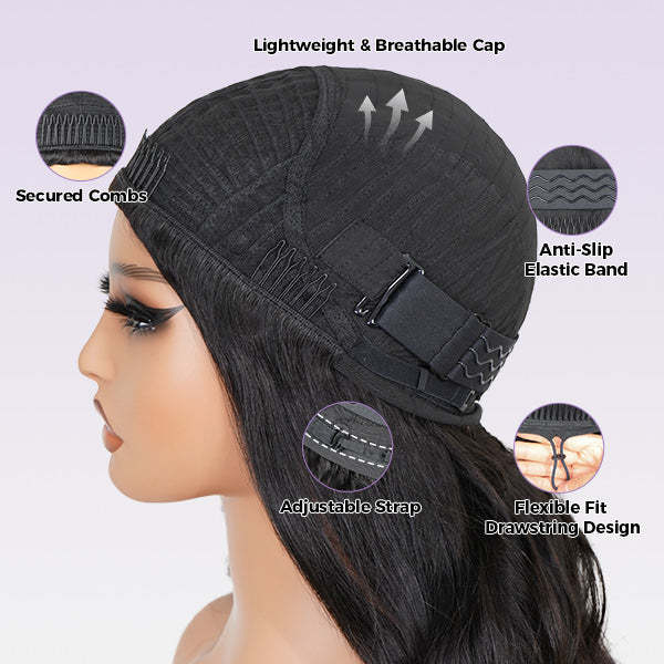 3 In 1 Half Wig | Glueless Install Invisible Body Wave Half Wig With Breathable Cap