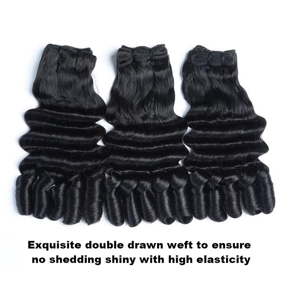  Funmi Loose Deep 3 Bundles with 13x4 Frontal HD Lace Burmese Curly Human Hair for Women