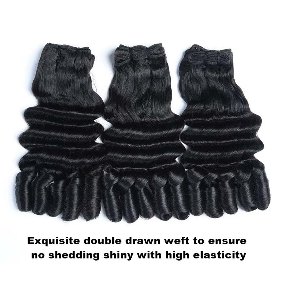  Funmi Loose Deep 3 Bundles with 13x4 Frontal HD Lace Burmese Curly Human Hair for Women