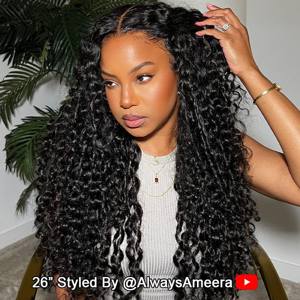  Water Wave Wear Go Wig Pre-cut 7x5 HD Lace Bleached Knots Wig With Pre-plucked Hairline