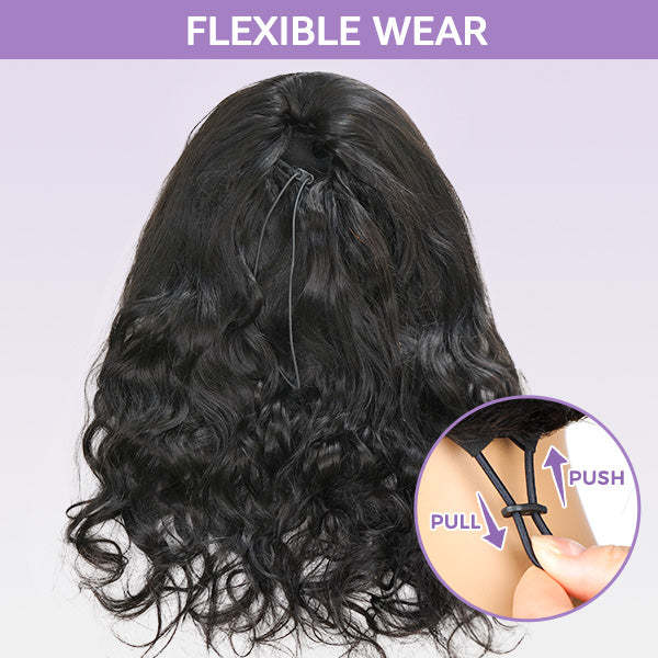 3 In 1 Half Wig | Glueless Install Invisible Body Wave Half Wig With Breathable Cap