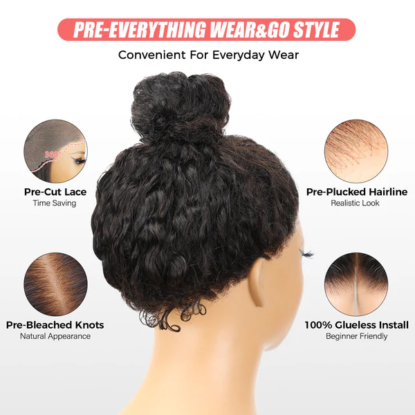 Invisible Strap 360 Lace Bleached Knot Pre-Cut Lace Curly Wig