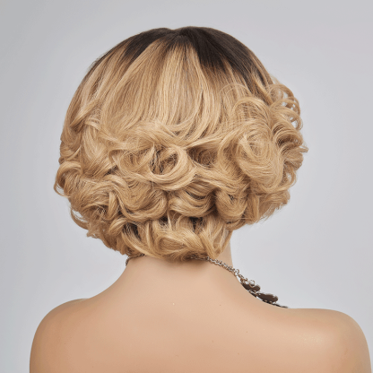 13x4 Glueless Blonde Color Ombre Layered Bob Wig Glueless Wavy