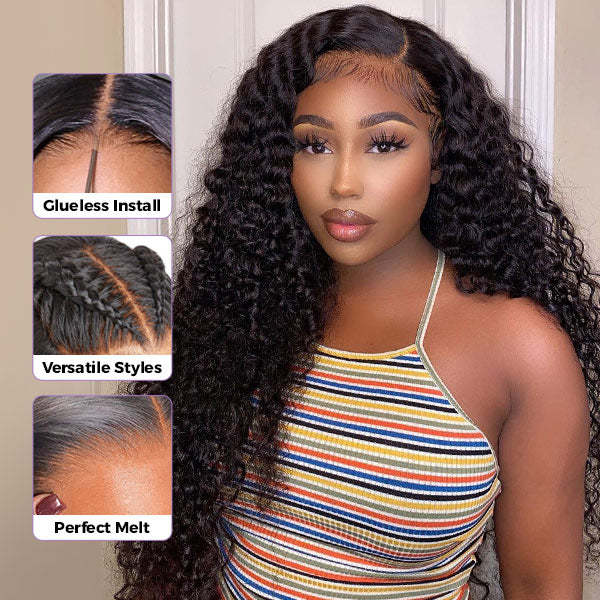  M-Cap Kinky Curly Wear Go Wigs Bleached Knots Pre Cut 9x6 HD Lace Glueless Human Hair Wigs For Women