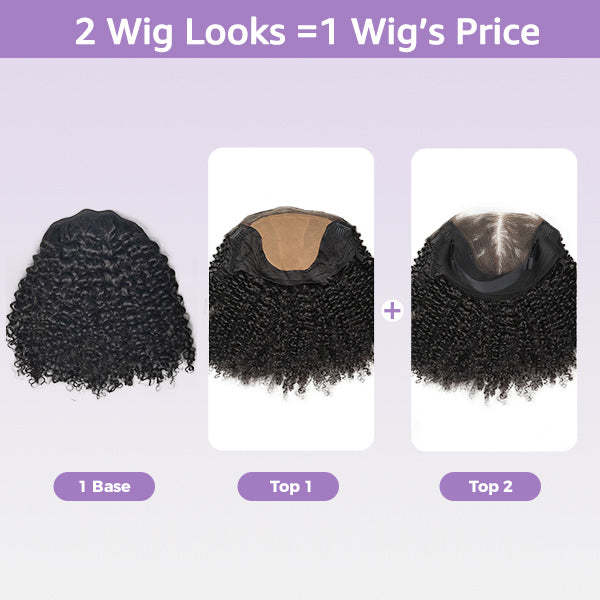 WIGARI Block Wig Kinky Curly Bleached Knots Wig With Optional Replaceable Zip Lace Tops