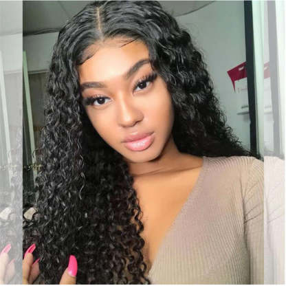 Kinky Curly Human Hair Wigs For Women Jerry Curly 4x4 Lace Closure Wig Prelucked Hairline