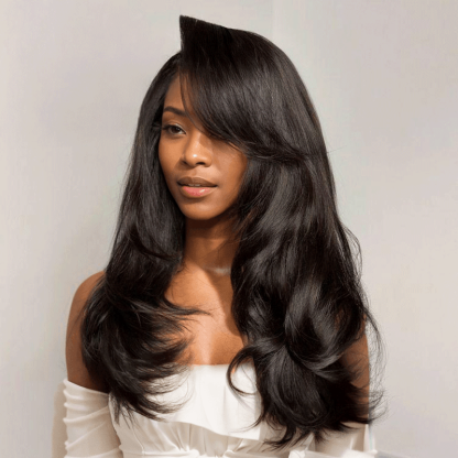 Glueless Easy Care Natural Layered Wig 5x5 9x6 Glueless Wavy 250% Density